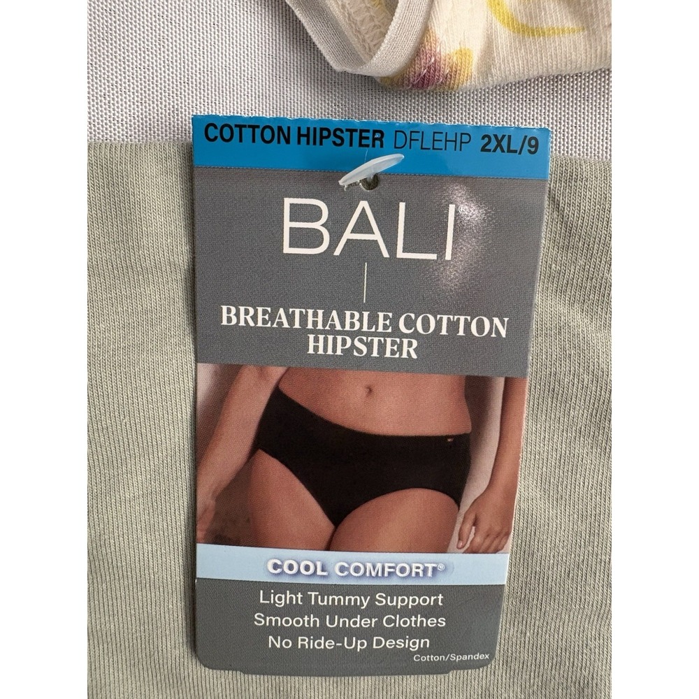 NEW Bali Breathable Cotton Hipster Panty DFLEHP Women's Size 2xlarge 2 Pair - Picture 2 of 10
